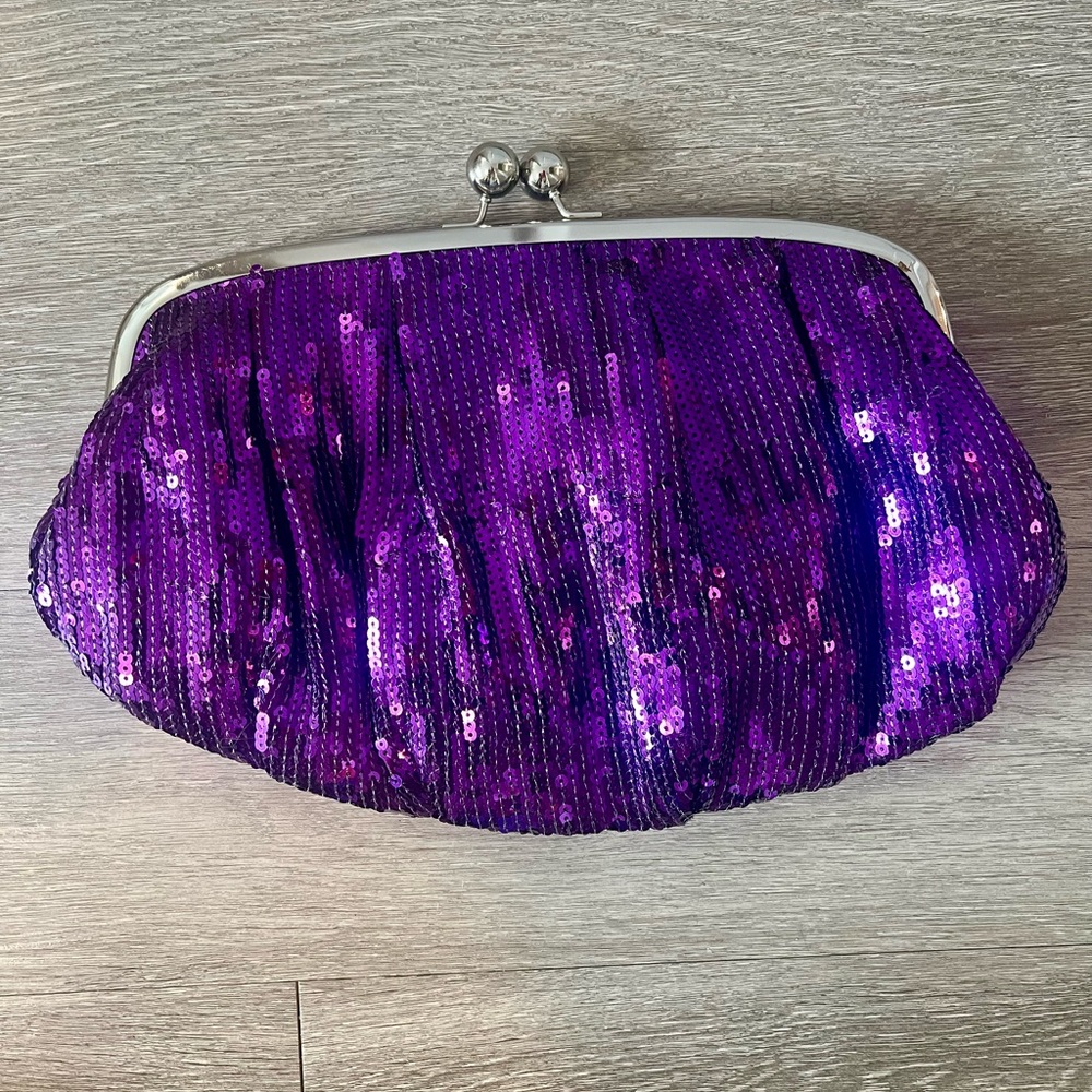 Massimo Purple Sequin Clutch Purse